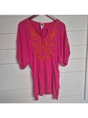 Ivu Jane Women's Pink Boho Embroidered Tunic‎ Top